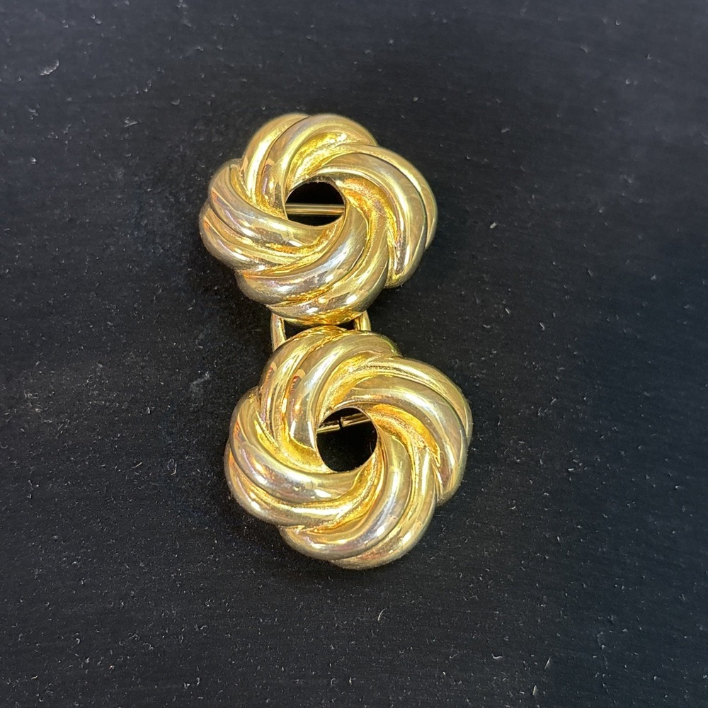 Vintage Dottie‎ Smith Gold Tone Love Knot Belt Buckle Double Swirl Signed - Picture 4 of 10